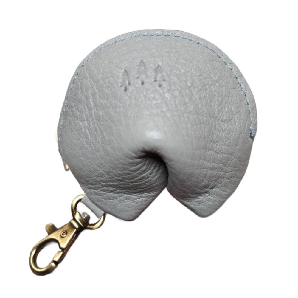 Portland Leather Goods Fortune Cookie Keychain in Nimbus Gray Pebbled Leather